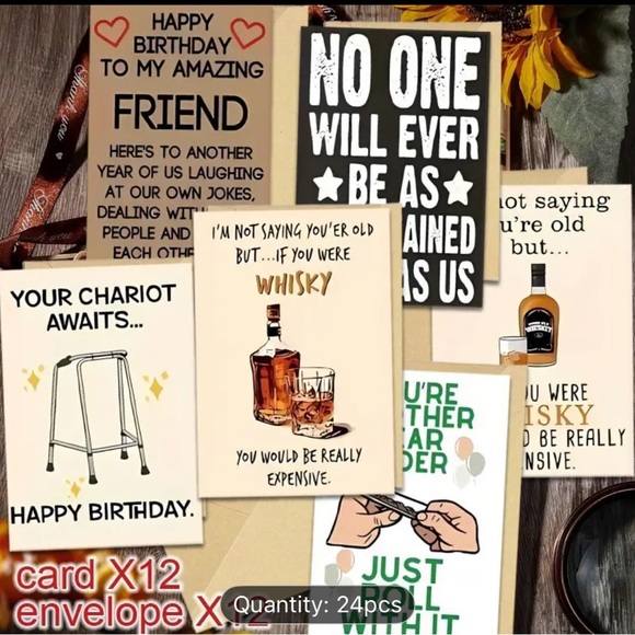 Funny Assorted Birthday Cards Set - 24 Pack - Picture 1 of 4